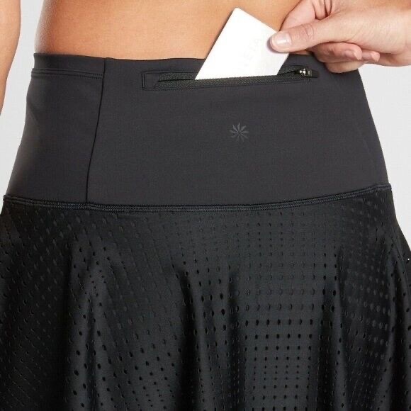 NWOT Athleta Size Small A-Game 2 in 1 Crop Stash Pocket Black Leggings Skirt - Picture 8 of 12